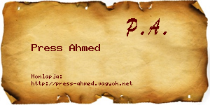 Press Ahmed névjegykártya